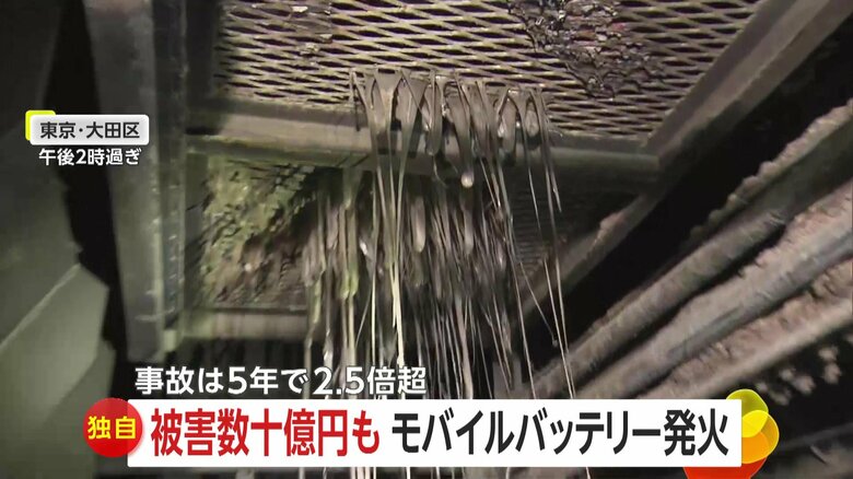 至る所が変色し焼け焦げ、すすだらけとなった工場