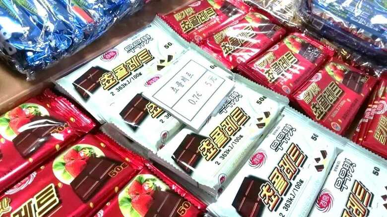 チョコレート菓子に値札