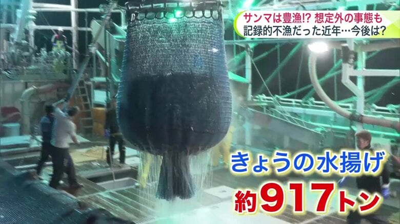 根室市花咲港でサンマの水揚げ