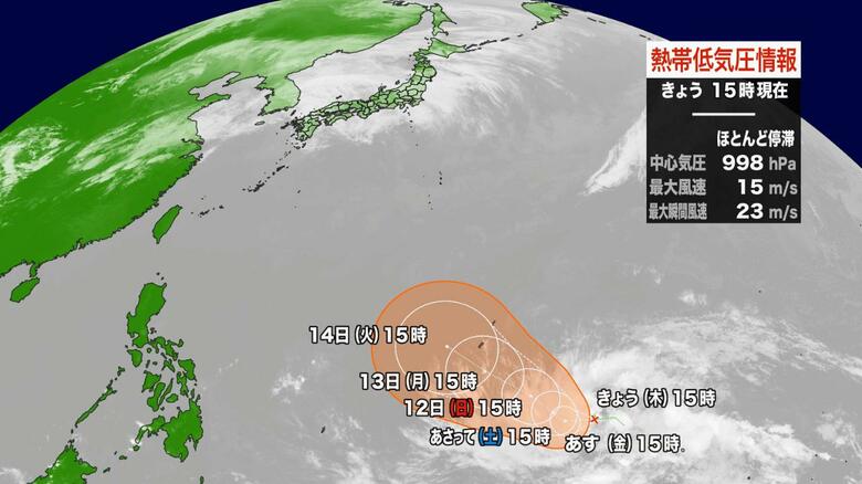 【最新シミュレーション】今後「台風」に発達する見込み_日本の南・トラック諸島近海で中心気圧998hPa“熱帯低気圧”…日本への影響は？｜FNNプライムオンライン