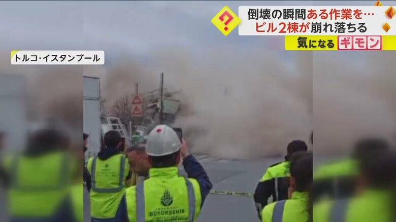 地面陥落によってビルが倒壊する瞬間の映像(7)