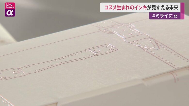 光を反射するピンクラメのライン