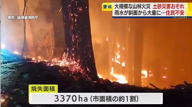大船渡の山林火災（提供：総務省消防庁）