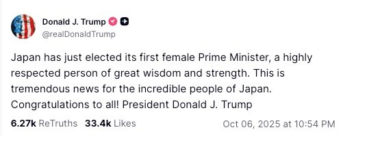 トランプ大統領のSNSより