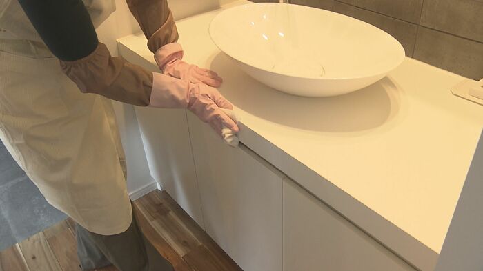 共用部分をアルコールで消毒