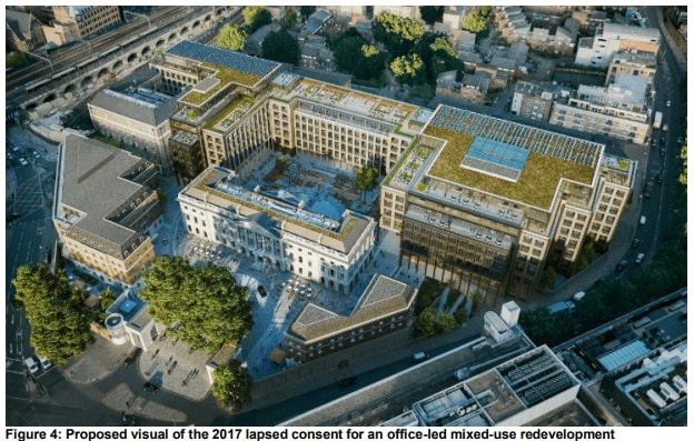 中国大使館の完成予想図 (作成:London Borough of Tower Hamlets)