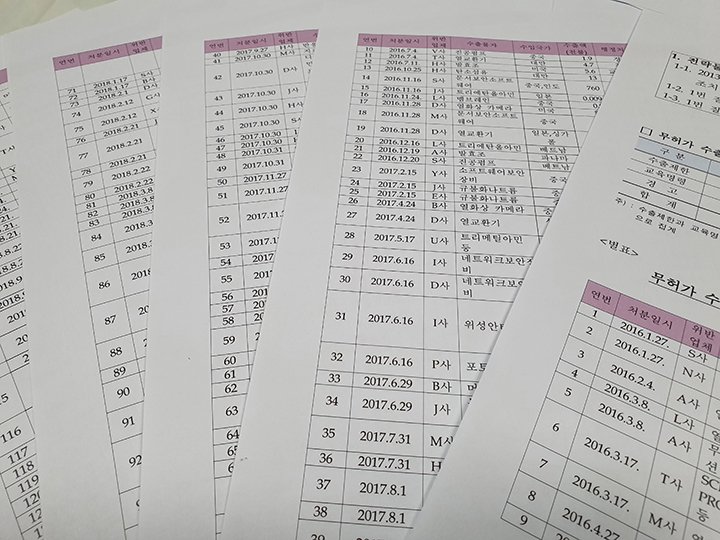 FNNが入手した韓国政府が作った不正輸出摘発リスト。戦略物資がズラリと並ぶ
