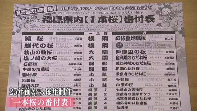 福島県内にある一本桜を番付