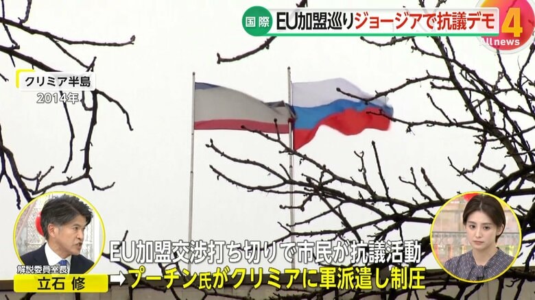2014年にロシアの旗が掲げられたクリミア半島