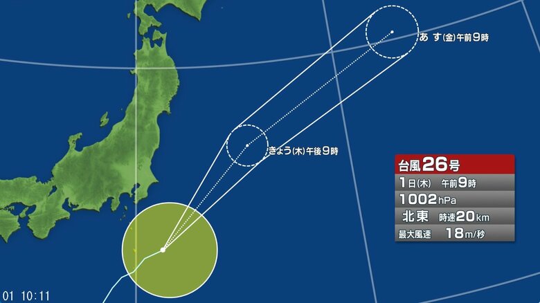 台風26号の進路予想図