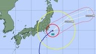 【台風情報】大型で強い台風25号の進路予想　21日午後9時には銚子市の南東約130キロ、中心気圧960ヘクトパスカル　22日午前9時には日本の東に達する予想