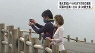 阿蘇中岳第一火口の噴火警戒レベル引き下げ 初の週末に多くの観光客(熊本)