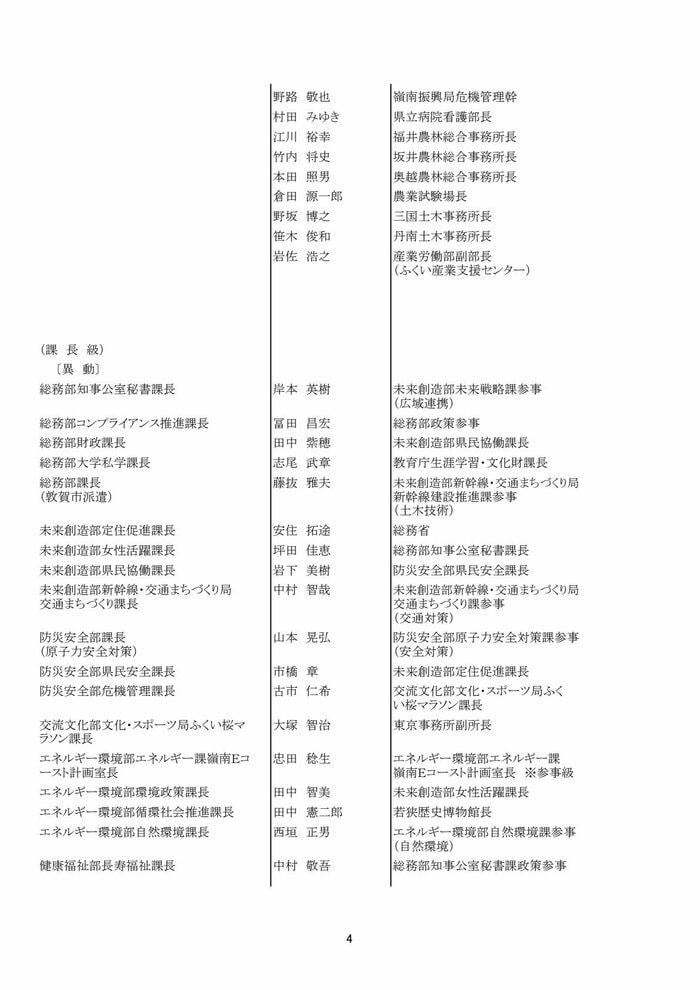 副部長級～課長級