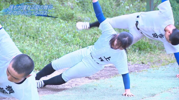 男子と同じ練習メニューに励む上田さん