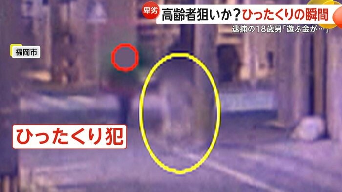 女性をつけるひったくり犯