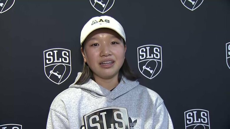 試合後のインタビューに答える西矢椛