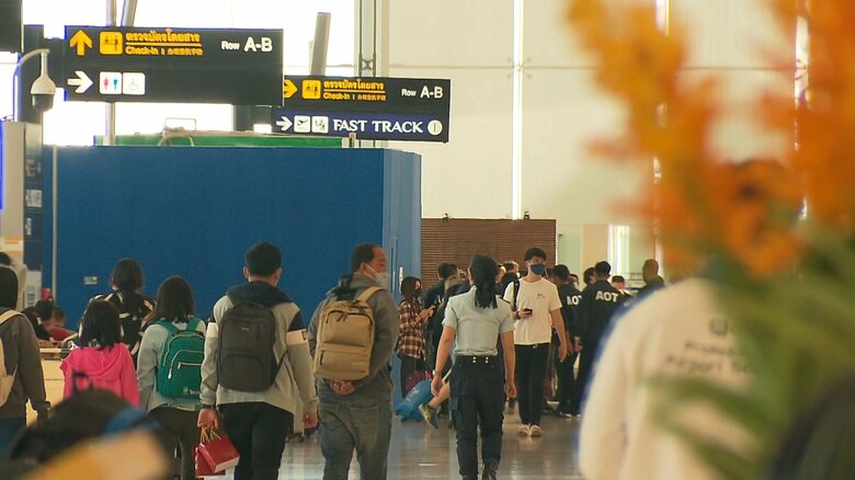 ワクチン接種済みの外国人の入国が再開されたタイの空港