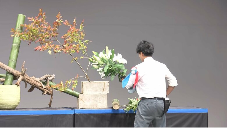 全国高校総合文化祭の 花いけバトル部門を見学された　8月1日　岐阜