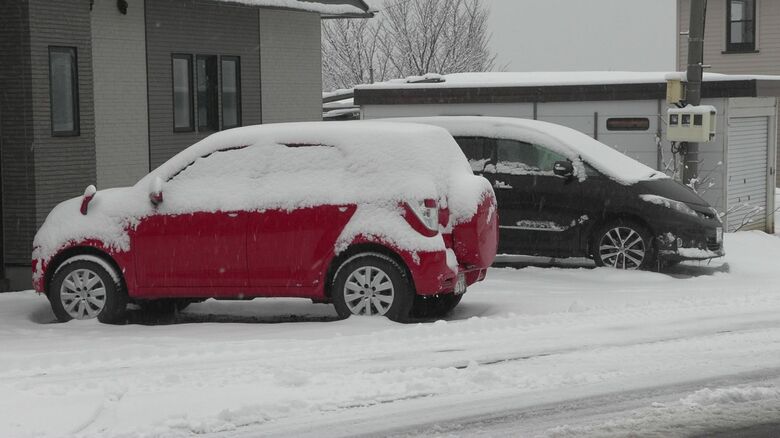 斜里町ウトロでの積雪の様子
