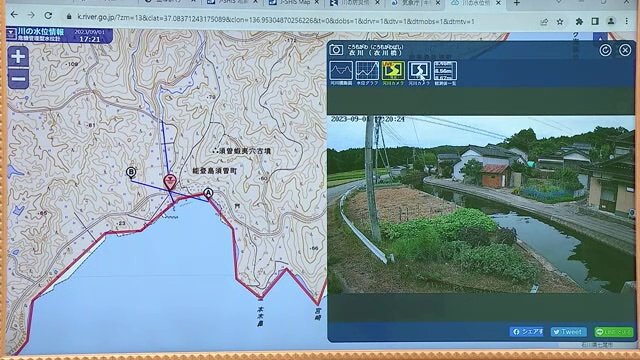 「川の水位情報」ライブカメラの様子も見られる