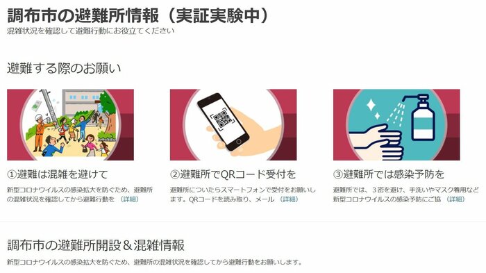 特設サイトでは避難時の注意喚起を行うという