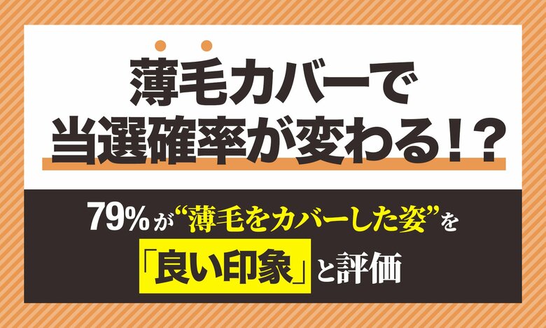 薄毛カバーで当選確率が変わる！？79 ％の人が薄毛カバーしたほうが良い印象と回答！