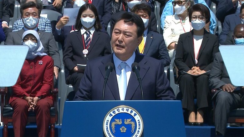 韓国・尹 新大統領の就任演説要旨…日韓関係に言及なし 北朝鮮に対し「対話の扉は開いている」｜FNNプライムオンライン