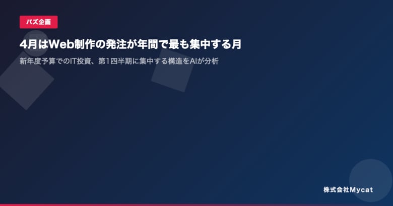 4月はWeb制作の発注が年間で最も集中する月 ── 新年度予算でのIT投資、第1四半期に集中する構造をAIが分析