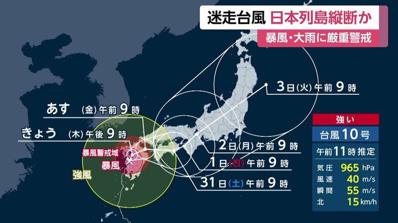 台風10号の進路予想図