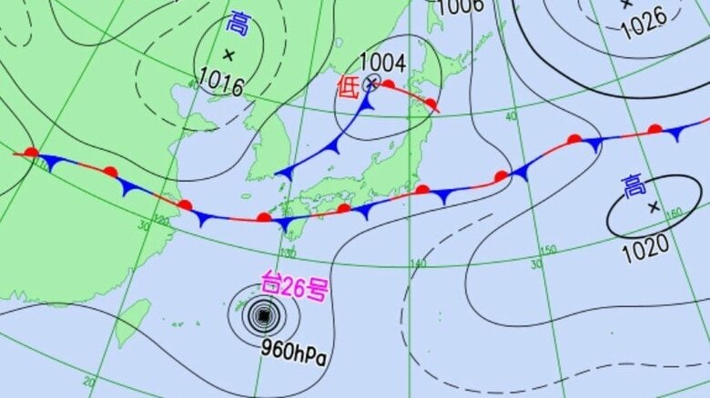 天気図（予想）28日午前9時　気象庁HPより