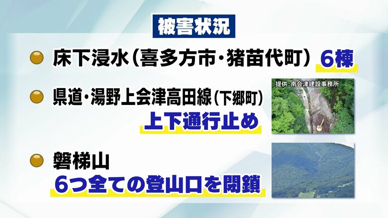 8月7日の大雨での被害状況（8日時点）