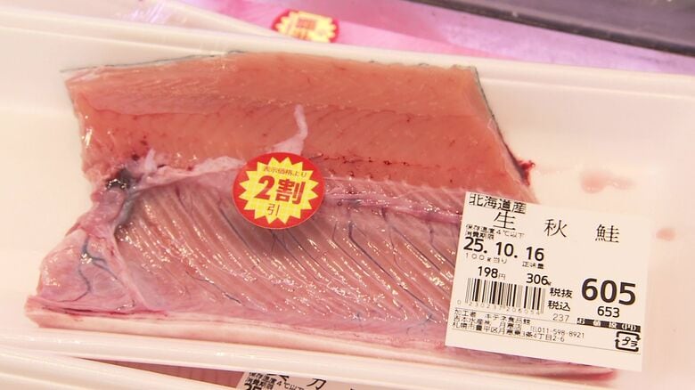 去年と比較すると倍の価格のサケ