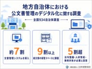 【934の自治体が回答】デジタル化はすすむも、約９割が「紙文書の保管スペースに課題」と回答 -公文書管理デジタル化に関する調査報告書を刊行-