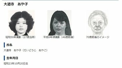 国際手配中の大道寺あや子容疑者 警視庁HPより