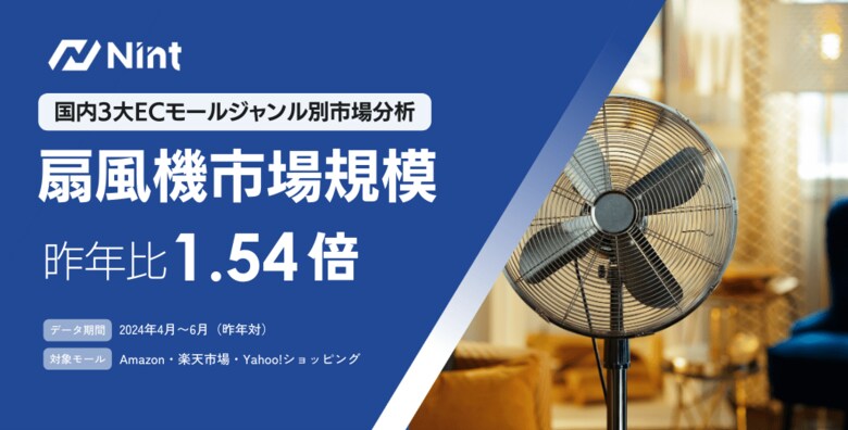 ECモールの扇風機市場規模は1.54倍で急速に拡大(2024年4月~6月)