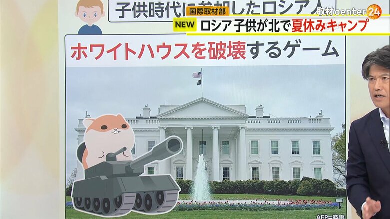 戦車に乗ったハムスターのキャラクターが、ホワイトハウスを破壊するゲームのイメージ