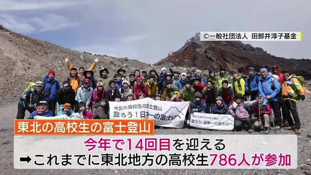 東北の高校生の富士登山プロジェクト（画像：一般社団法人　田部井淳子基金）