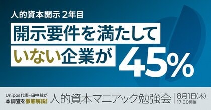 人的資本開示2年目。24年3月決算上場企業のうち45%は開示要件を満たしていないことが判明