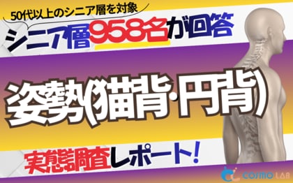 【シニアの意識調査】改善意欲は80.7% も、約3割は「何もしていない」 。コスモラボが958名のシニアを対象に姿勢（猫背・円背）の実態を大調査