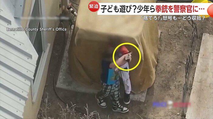 拳銃を取り合う兄弟
