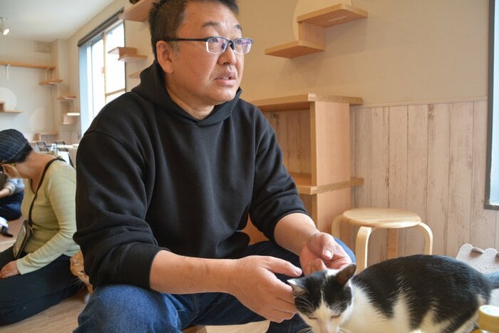 「保護猫カフェねこかつ」代表の梅田達也さん