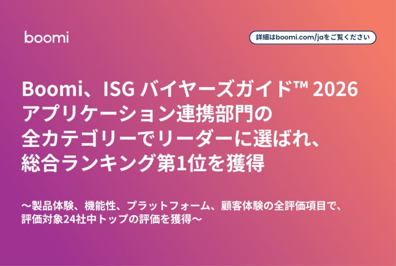 Boomi、ISG バイヤーズガイド(TM) 2026 アプリケーション連携部門の全カテゴリーでリーダーに選ばれ、総合ランキング第1位を獲得