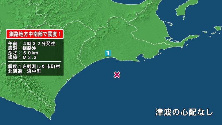 北海道で最大震度1の地震　北海道・浜中町｜FNNプライムオンライン