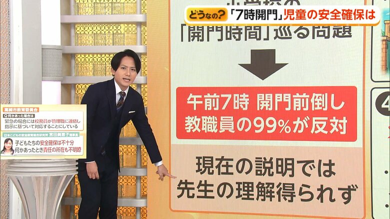 アンケートに回答した教職員の99%が午前7時開門前倒しに反対