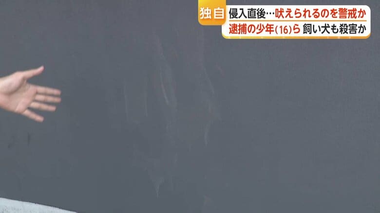 壁には、よじ登ったような足跡が…