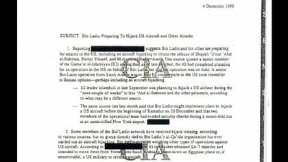 9.11の3年前に「航空機突入」の可能性をクリントン大統領に警告　CIAが機密文書を公開