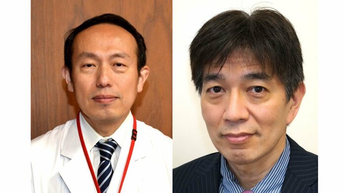 公益社団法人・日本口腔外科学会の池邉哲郎 理事長(左)と、岸本裕充 常任理事(右)