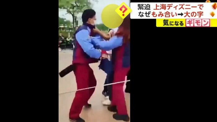 夢の国でスタッフの胸ぐらをつかむ白いシャツの男性