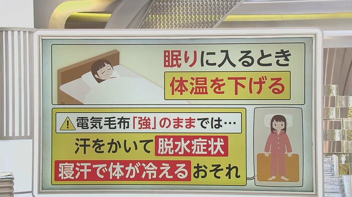 人間の体は、眠りに入るときに体温を下げるようになっている