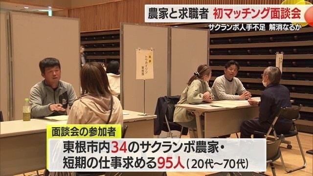 エリアごとにブース分けされた生産者の元で、求職者が話を聞いていた
